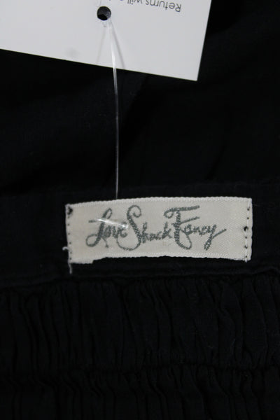 Love Shack Fancy Womens Peasant Bohemian Black Cotton Long Skirt Button Size S