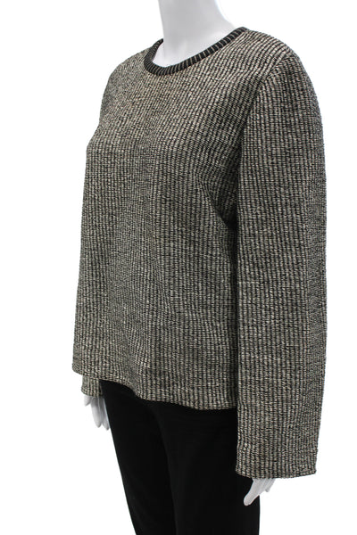 Tory Burch Womens Pullover Striped Crewneck Sweater Black Size XL