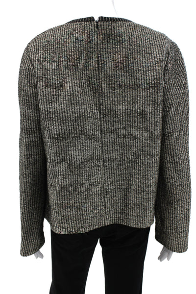 Tory Burch Womens Pullover Striped Crewneck Sweater Black Size XL