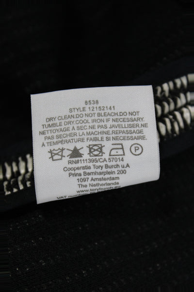 Tory Burch Womens Pullover Striped Crewneck Sweater Black Size XL