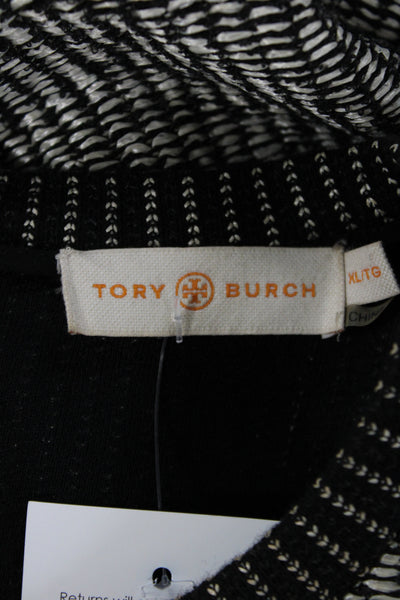 Tory Burch Womens Pullover Striped Crewneck Sweater Black Size XL