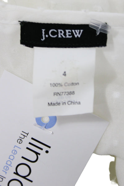 J Crew Womens Wrap Dress White V-Neck Short Sleeve Knee Length Cotton Size 4
