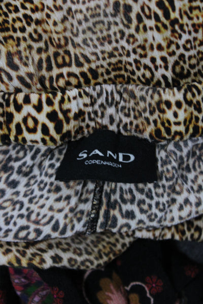 Sand Womens Ankle Pants Silk Multicolor Animal Print Pull On Size S