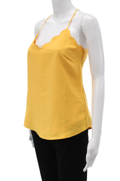 J Crew Womens Yellow Spaghetti Strap Camisole Scoop Neck Polyester Size 0
