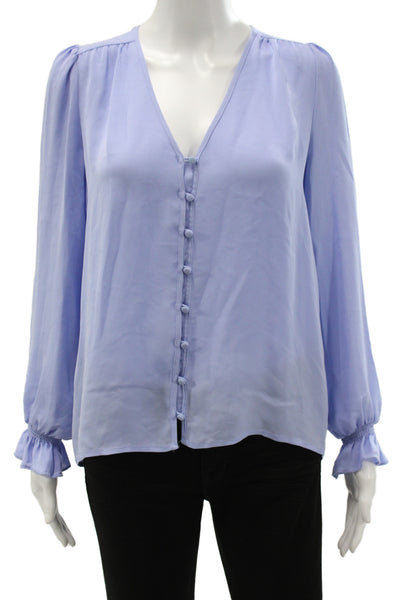 Joie Womens Basic V-Neck Button Solid Long Sleeve Blouse Size S
