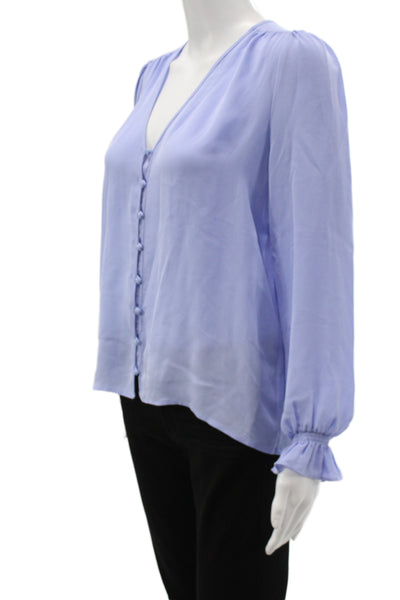 Joie Womens Basic V-Neck Button Solid Long Sleeve Blouse Size S