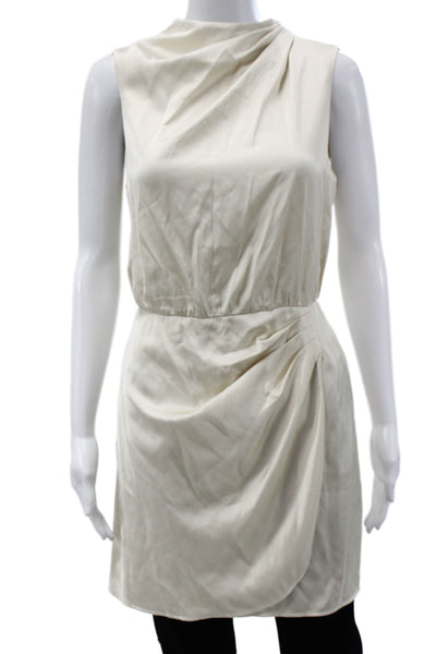 Abercrombie & Fitch Women Mini Dress Cowl Neck Sleeveless Ivory Zip Size S