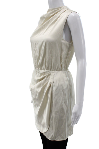 Abercrombie & Fitch Women Mini Dress Cowl Neck Sleeveless Ivory Zip Size S