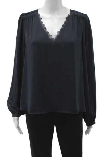 Current Air Womens Black V-Neck Tunic Blouse Long Sleeve Boho Size S