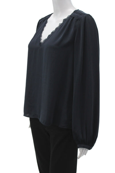 Current Air Womens Black V-Neck Tunic Blouse Long Sleeve Boho Size S