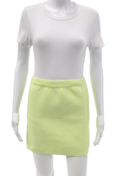 Adidas Women Athletic Yellow Mini Skirt 100% Polyester Pull On Size S