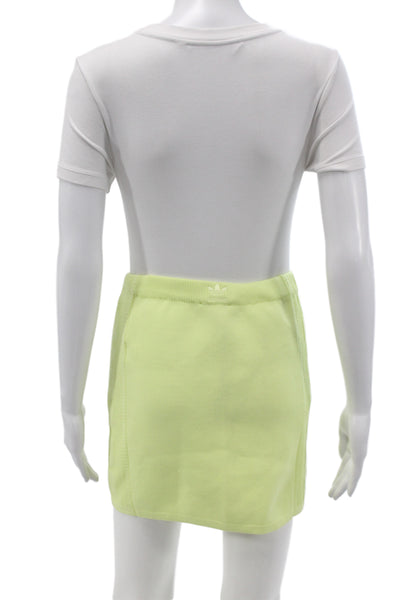 Adidas Women Athletic Yellow Mini Skirt 100% Polyester Pull On Size S