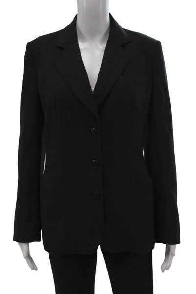 Christian Dior Womens Black Virgin Wool Basic Jacket Button Size 10