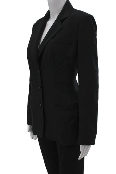 Christian Dior Womens Black Virgin Wool Basic Jacket Button Size 10