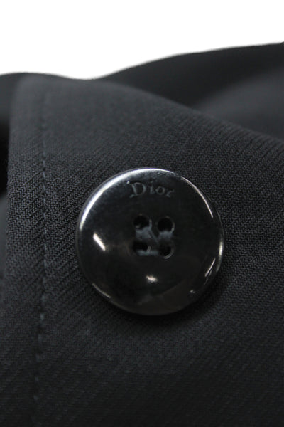 Christian Dior Womens Black Virgin Wool Basic Jacket Button Size 10