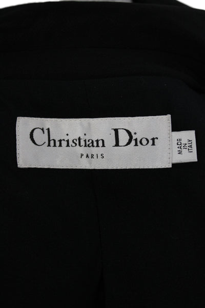 Christian Dior Womens Black Virgin Wool Basic Jacket Button Size 10