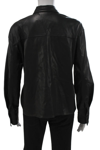 Zara Women Basic Jacket Black Polyester Long Sleeve Snap Collar Size XS
