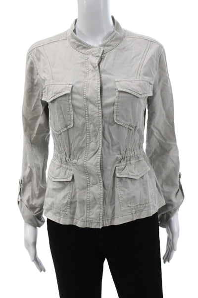 Sanctuary Women Military Jacket Gray Lyocell Long Sleeve Button Solid Size S