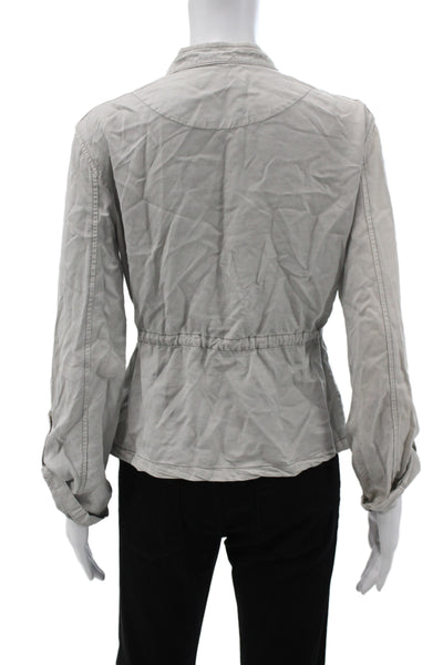 Sanctuary Women Military Jacket Gray Lyocell Long Sleeve Button Solid Size S
