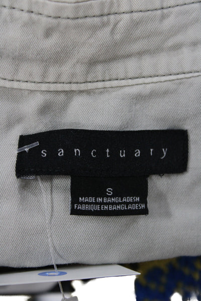 Sanctuary Women Military Jacket Gray Lyocell Long Sleeve Button Solid Size S