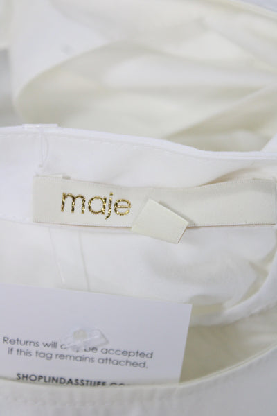 Maje Womens Basic Cotton Round Neck 3/4 Sleeve Button Blouse White Size 1