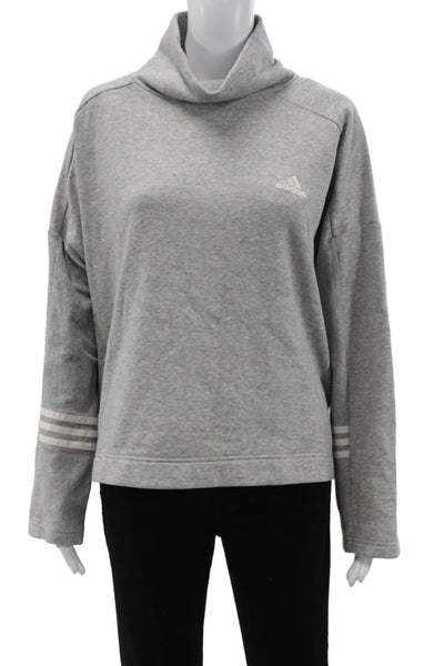 Adidas Womens Gray Cowl Neck Pullover Sweatshirt Long Sleeve Athleisure Size M