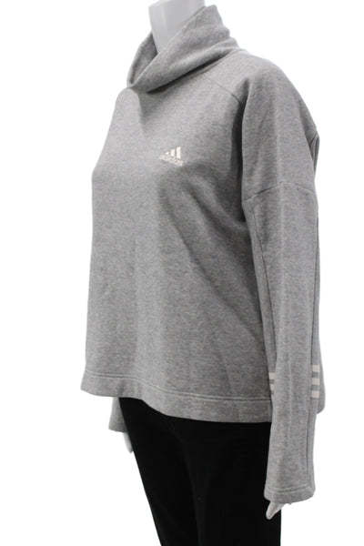 Adidas Womens Gray Cowl Neck Pullover Sweatshirt Long Sleeve Athleisure Size M