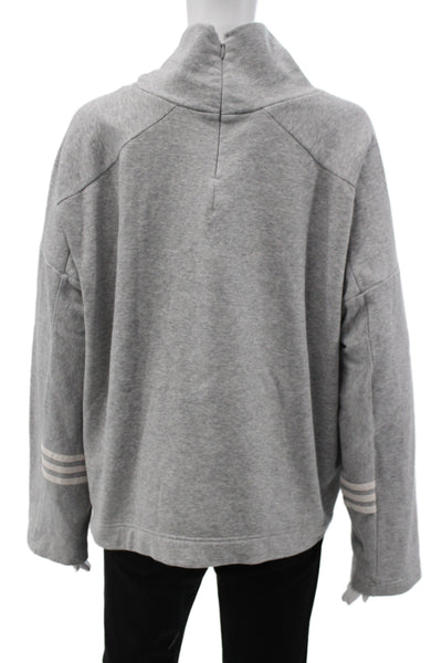 Adidas Womens Gray Cowl Neck Pullover Sweatshirt Long Sleeve Athleisure Size M