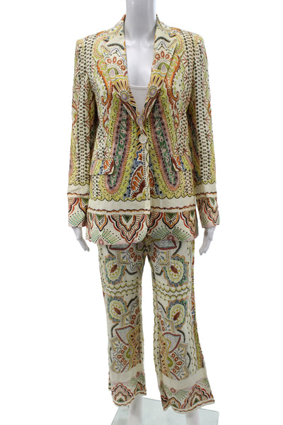 Zara Womens Boho Multicolor Linen Set Button Collared Size S