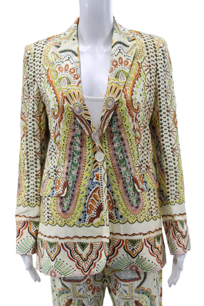 Zara Womens Boho Multicolor Linen Set Button Collared Size S