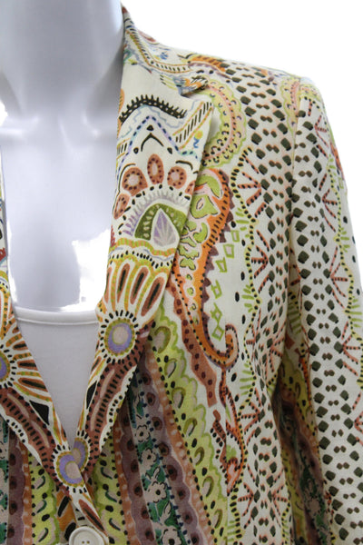 Zara Womens Boho Multicolor Linen Set Button Collared Size S