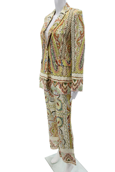 Zara Womens Boho Multicolor Linen Set Button Collared Size S