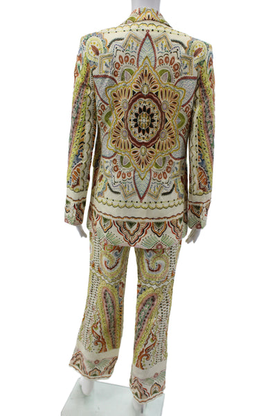 Zara Womens Boho Multicolor Linen Set Button Collared Size S