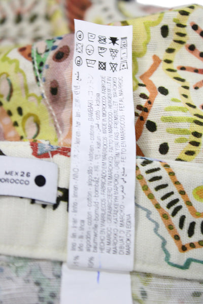Zara Womens Boho Multicolor Linen Set Button Collared Size S