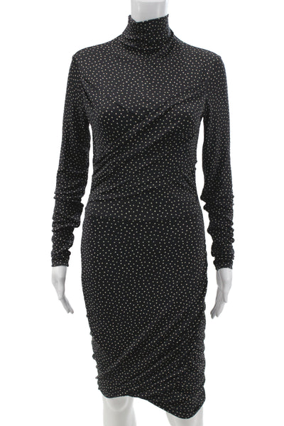 Rag & Bone Womens Bodycon Polka Dot Black Mock Neck Long Sleeve Dress Size S