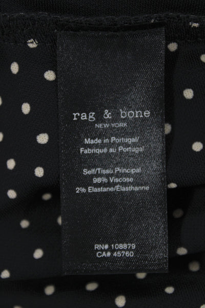 Rag & Bone Womens Bodycon Polka Dot Black Mock Neck Long Sleeve Dress Size S