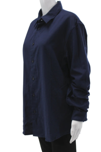 Sandro Mens Button Front Collared Long Sleeve Cotton Shirt Blue Size 2XL