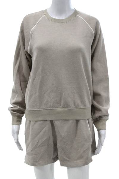 Spanx Women Matching Set Beige Pullover Crew Neck Long Sleeve Size M