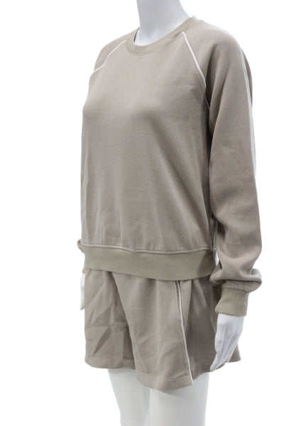 Spanx Women Matching Set Beige Pullover Crew Neck Long Sleeve Size M
