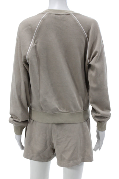 Spanx Women Matching Set Beige Pullover Crew Neck Long Sleeve Size M
