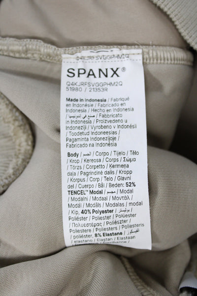 Spanx Women Matching Set Beige Pullover Crew Neck Long Sleeve Size M