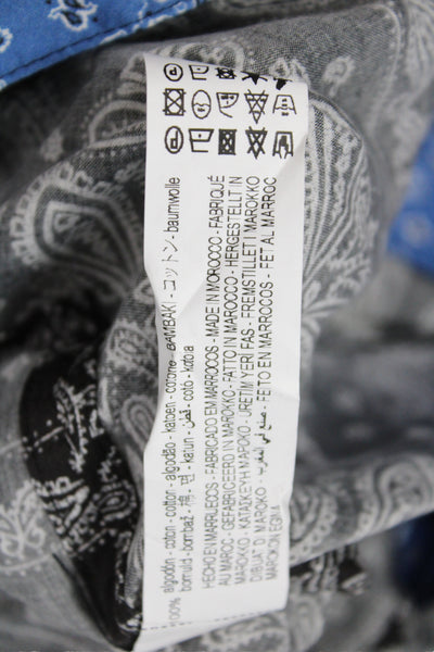 Zara Women Kimono Jacket Black Cotton Paisley Collar Tie Long Sleeve Size S