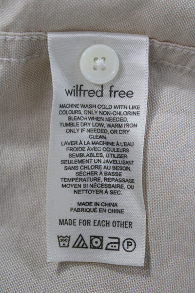 Wilfred Free Women Beige Cotton Collared Button-Up Top Long Sleeve Size S