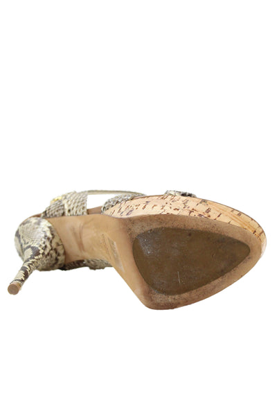 Miu Miu Womens Python Skin Open Toe Platform High Heels Shoes Brown Size 7