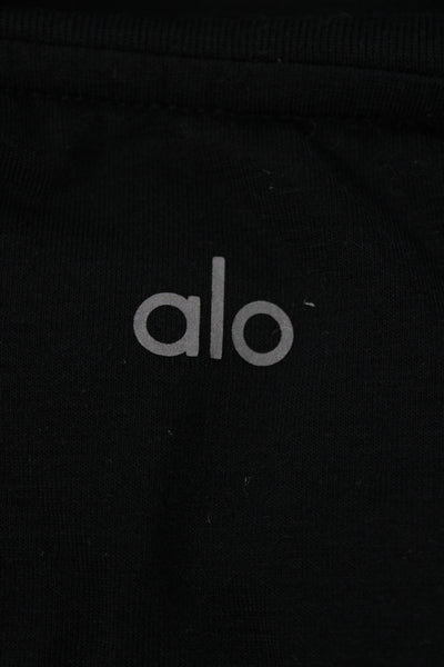 Alo Womens Cropped Black Cotton Crewneck Athleisure Tank Size L