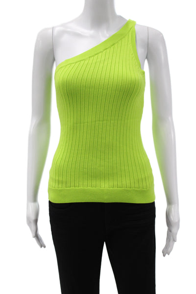 Stitches + Stripes Womens Green One Shoulder Basic Tank Size XS