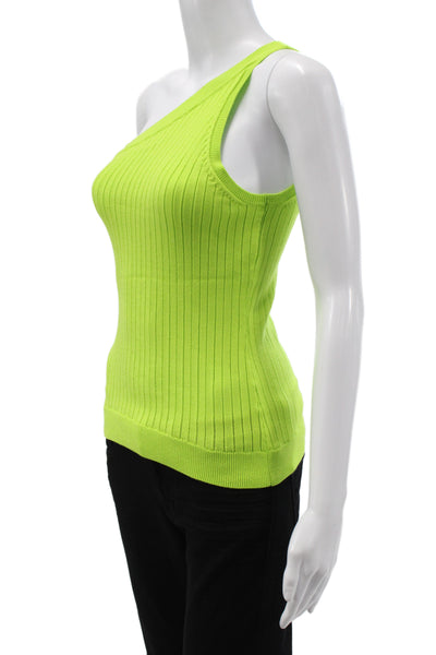 Stitches + Stripes Womens Green One Shoulder Basic Tank Size XS