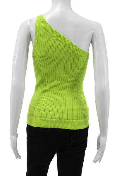 Stitches + Stripes Womens Green One Shoulder Basic Tank Size XS