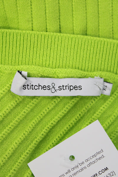 Stitches + Stripes Womens Green One Shoulder Basic Tank Size XS