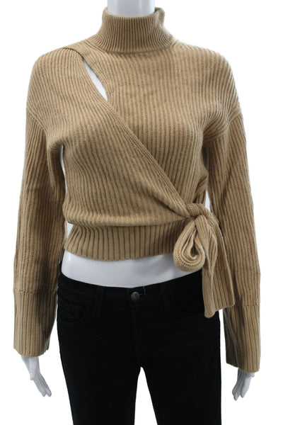 Jonathan Simkhai Women Beige Turtleneck Pullover Sweater Size XS